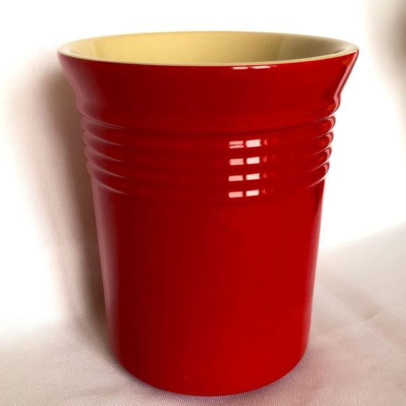 Olive & Thyme Kitchen Stoneware Red Utensil Holder Le Creuset Style - Picture 2 of 7